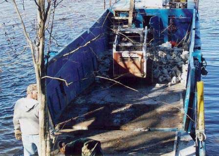 Heavy Equipment Delivered by Boat Protects Landscape