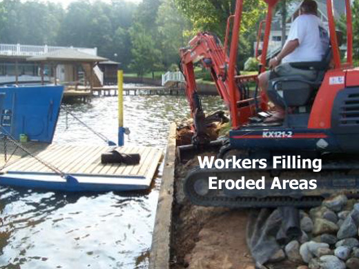 Workers Filling Eroded Areas