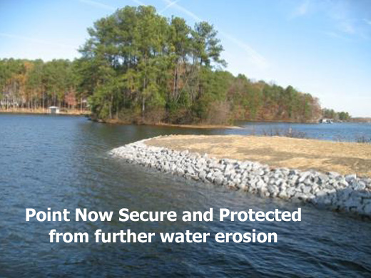 Shoreline protected from further water erosion