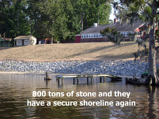 800 tons of stone and they have a secure shoreline again