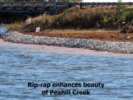 Rip-rap enhances beauty of Peahill Creek Lake Gaston