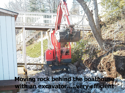 Moving Rip-Rap with Shoreline Specialist's Excavator